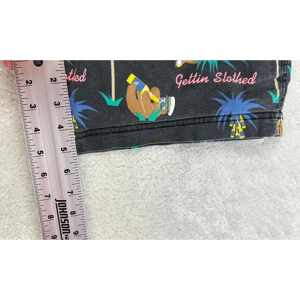 Party Pants Gettin Slothed Swim Trunks Shorts Mens M Black Palm Tree Graphic